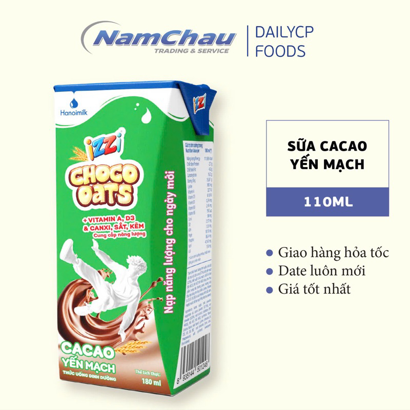 Thùng 48 hộp Sữa Tiệt Trùng IZZI Ca cao yến mạch Choco Oats 110ml [HN giao hàng hoả tốc]