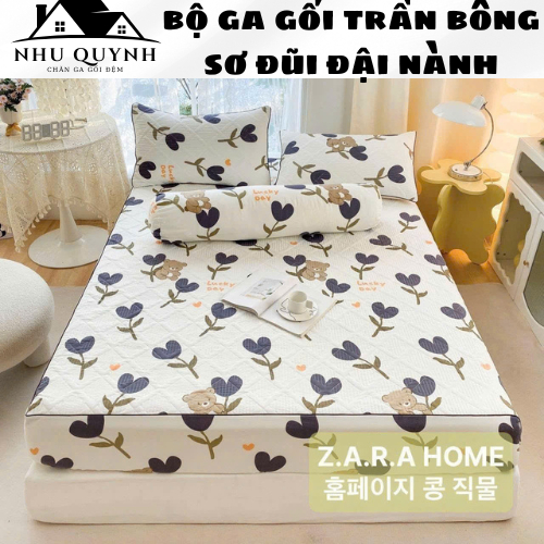 (Hàng nhập) Bộ ga gối đũi xơ đậu nành thoáng mát thấm hút mồ hôi, ga gối trần bông đũi cotton chất l