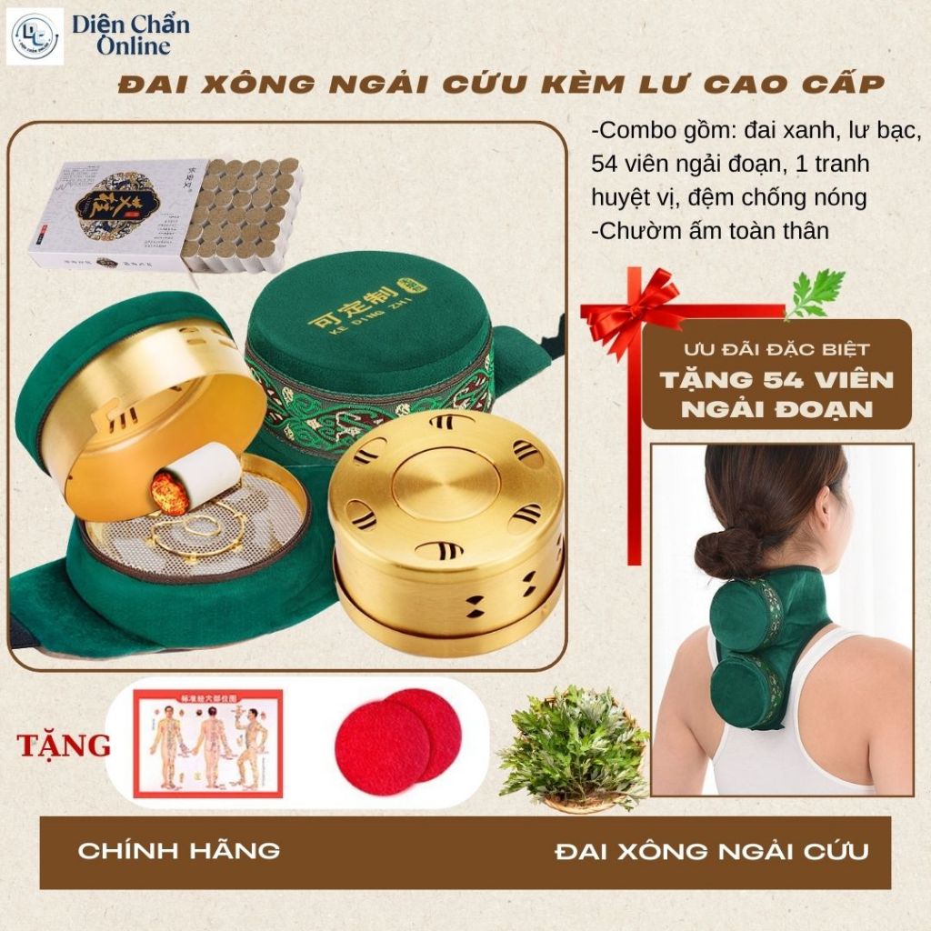 Đai Xông Ngải Cứu Dưỡng Sinh Kèm Lư Bạc Cao Cấp Và 54 Viên Ngải Đoạn
