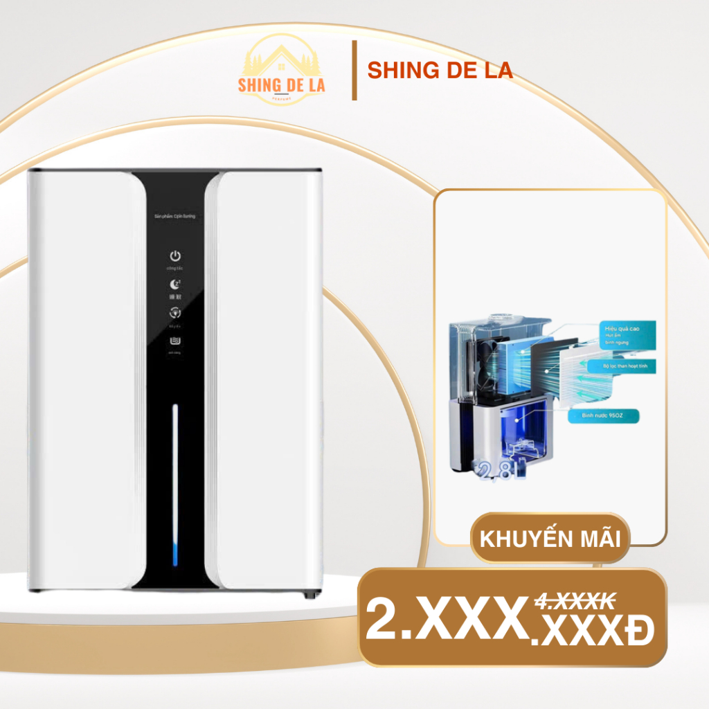 [ XẢ KHO ] Máy Hút ẩm, Lọc Không Khí SHING DE LA - Giúp Nhà Luôn Khô Giáo - Xử Lý Không Khí Ẩm Bụi MAU MOI