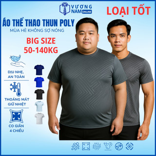  Áo thun lạnh BIG SIZE nam đẹp ngắn tay cổ tròn thể thao cao cấp dập vân VNO127 