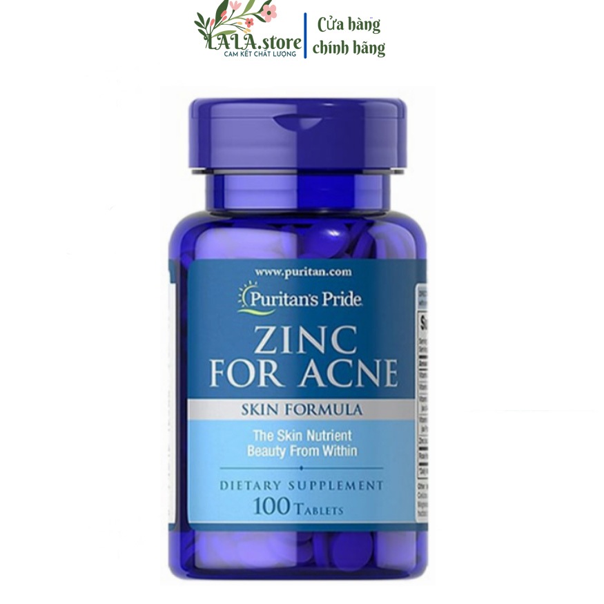 Viên uống Kẽm ngừa mụn Zinc for Acne Puritan’s Pride hũ 100 viên