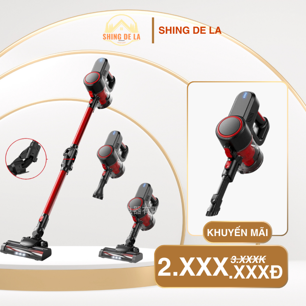 Máy hút bụi lau nhà SHING DE LA cầm tay không dây, thiết kế nhỏ gọn, dễ di chuyển pin dung lượng cao