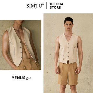 Áo ghi lê nam màu beige 2 lớp cao cấp SIMTU - điểm nhấn viền dây kéo & nút kim loại sáng bóng | VEST17