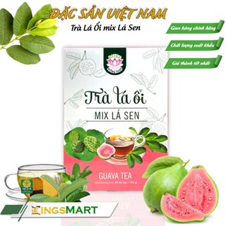 Trà lá ổi mix lá sen - Thương hiệu Ba Tre Đồng Tháp - Hộp 110g/30 túi lọc - Kingsmart