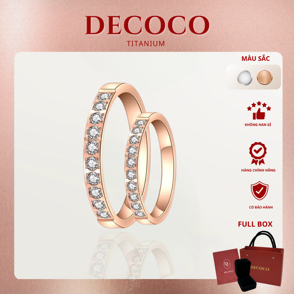 Nhẫn cặp đôi Venora DECOCO ACC không đen gỉ ( kèm Túi giấy + Hộp + Thiệp )