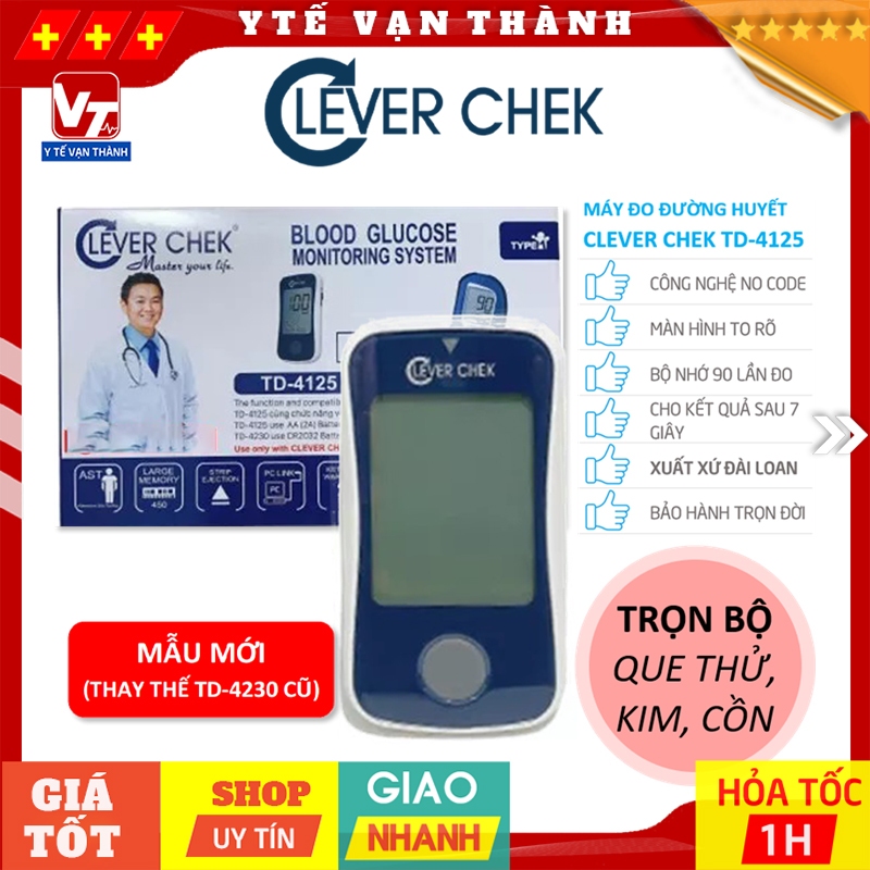 ✅ [TRỌN BỘ] Máy Đo Đường Huyết Clever Chek TD-4125 (MG) | Clever Check -VT0829