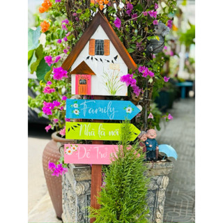 Bảng hiệu, biển hiệu, bảng tên gỗ vẽ tay, decor sân vườn, trang trí sân vườn