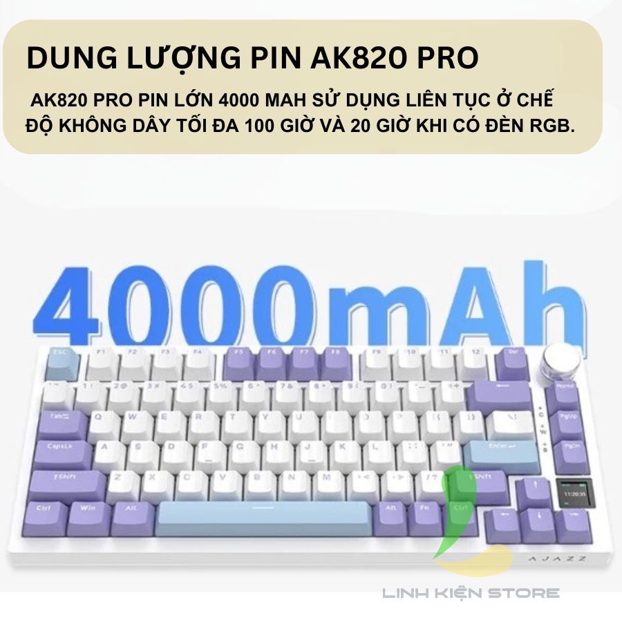Bàn Phím Cơ Không Dây Và Có Dây HOSAN AJAZZ AK820 / AK820 Pro / AK820 AS / AK820 HP Có Nút Vặn | BigBuy360 - bigbuy360.vn