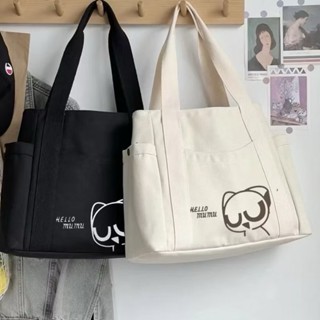 Túi xách vải Canvas tote phong cách thời trang nữ đi học đi chơi có ngăn phụ túi đeo vai đựng vừa khổ A4 laptop