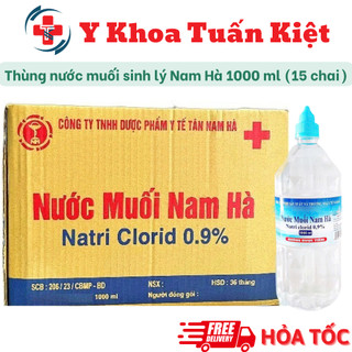 ✅ [Hỏa tốc] Thùng nước muối sinh lý Nam Hà 1000 ml - 15 chai