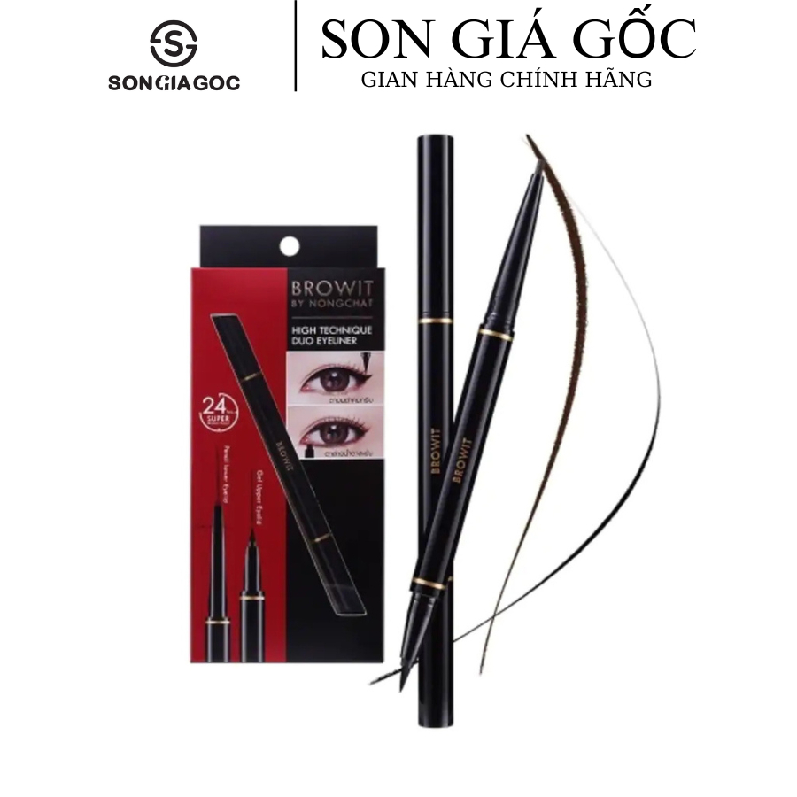 Bút Kẻ Mắt 2 Đầu HighTechnique Duo Eyeliner BROWIT BY NONGCHAT, bút kẻ mắt nongchat