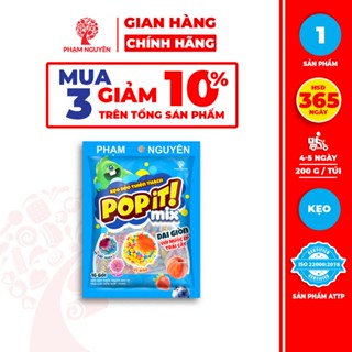[MUA 3 GIẢM 10%] Kẹo Dẻo Thiên Thạch Từ Nước Ép Trái Cây Thật Mix Vị Popit 200g | Kẹo Dẻo |Đồ Ăn Vặt