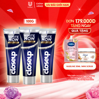 Combo 3 Kem đánh răng Closeup White Now - Trắng Bật Tông 3X TỨC THÌ với Công nghệ Ánh Sáng Xanh 100g