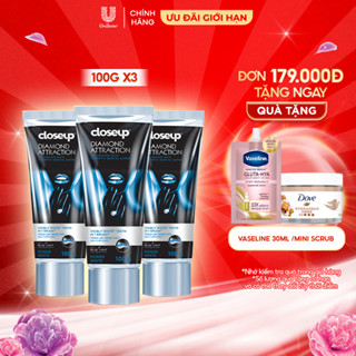 Combo 3 Kem đánh răng dạng GEL Close up Trắng răng Diamond Attraction 100g