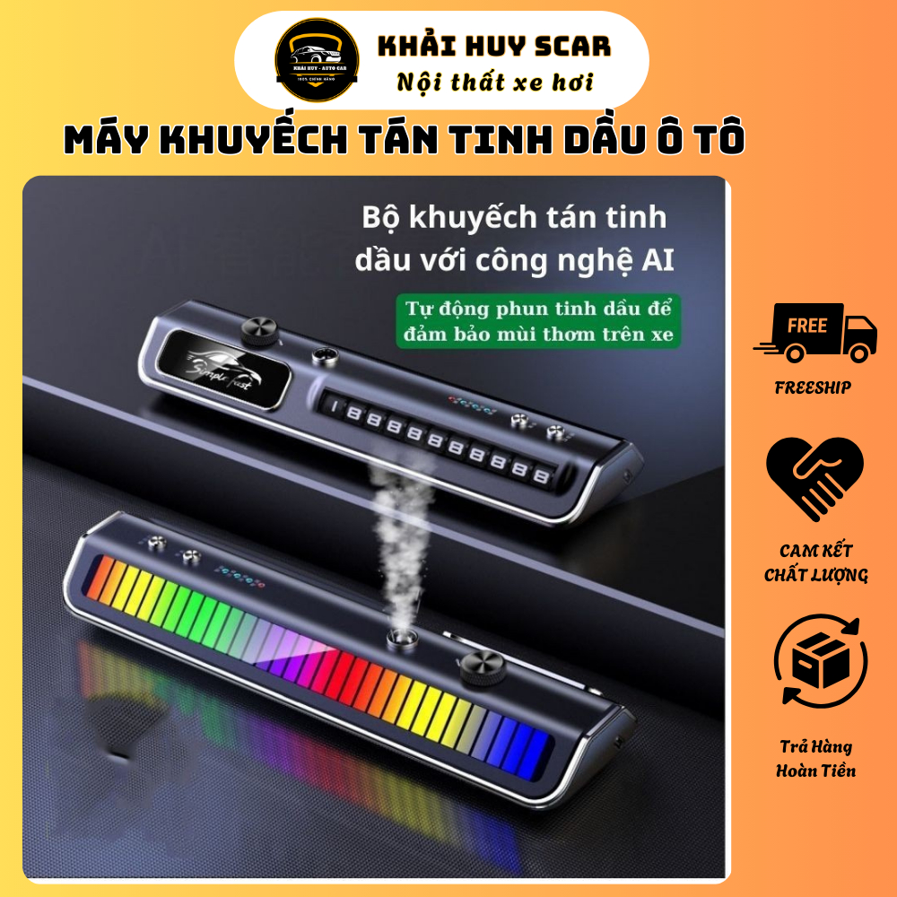 Máy Khuyếch Tán Tinh Dầu Ô Tô Simplefart N6 Thông Minh Kết Hợp Bảng Số Điện Thoại Trên Ô Tô Đèn Led 