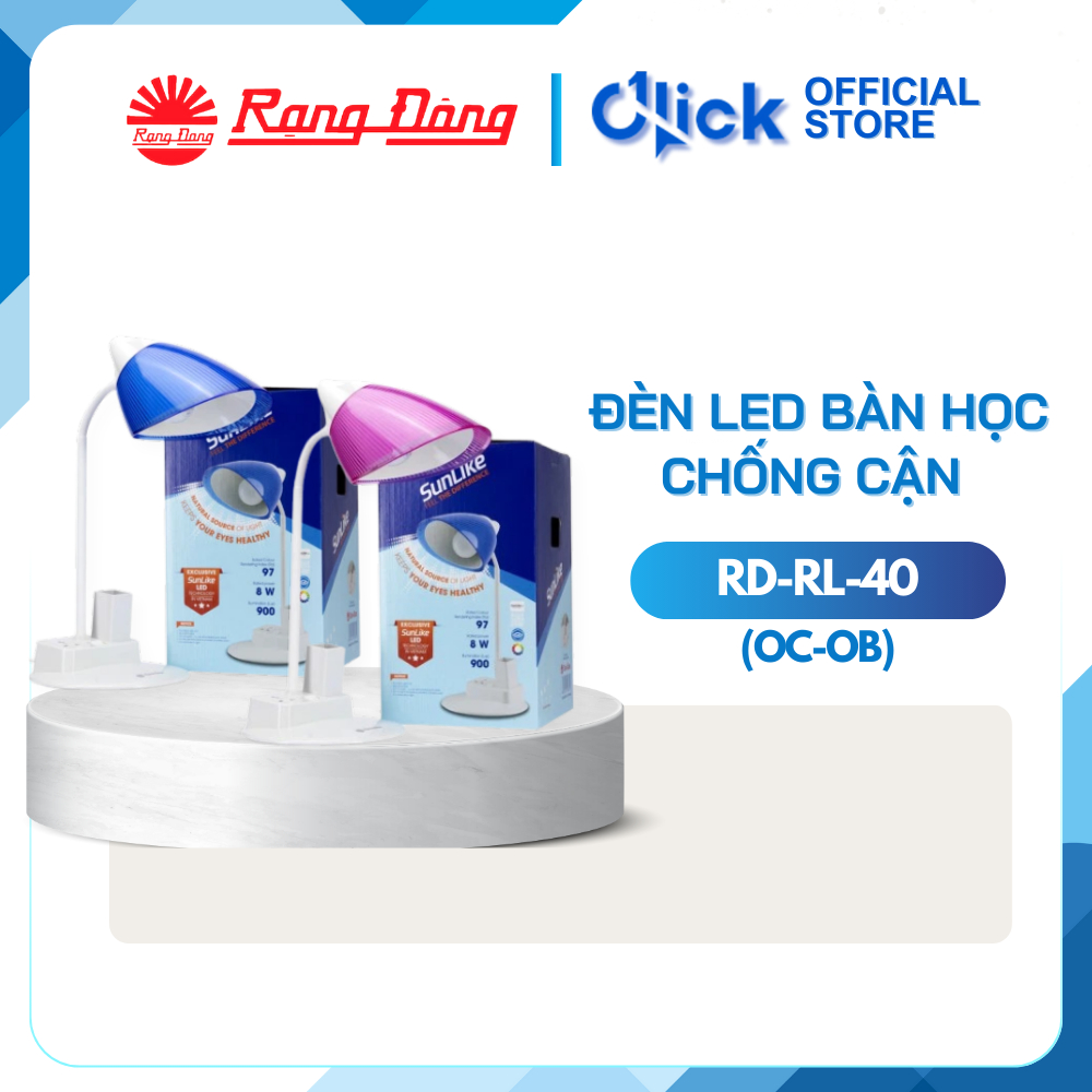 Đèn LED bàn học chống cận 8W Rạng Đông RD-RL-40 (OC-OB) & RD-RL-40.OC USB, tích hợp ổ cắm, cổng sạc 