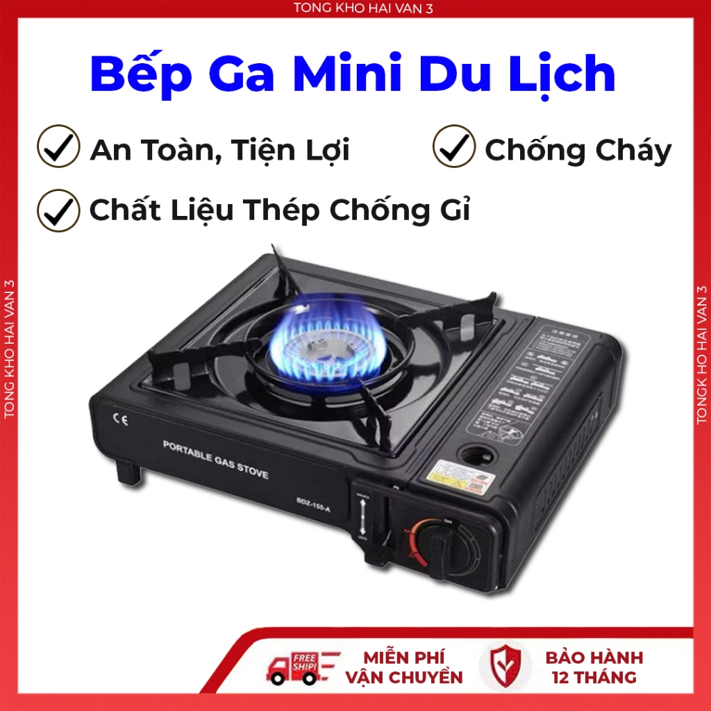 Bếp ga mini du lịch, bếp gas sản xuất bằng thép không gỉ chịu nhiệt độ cao chống cháy nổ, an toàn bảo hành 12 tháng