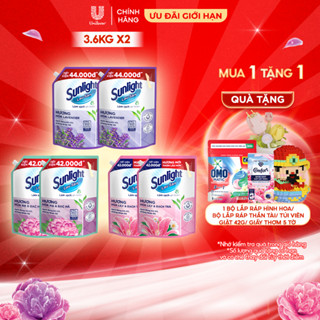 COMBO 2 Nước Lau Sàn Sunlight Tinh Dầu Thảo Mộc Sạch Bóng | Túi 3,6 KG |Hoa Hạ - Bạc Hà |Lily - Bạch Trà |Hoa Lavender