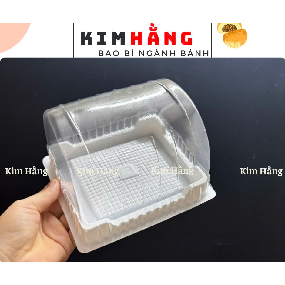 100 Hộp Bông Lan Cuộn H22 Đế Trắng - Hộp Nhựa H22 Đựng bánh khúc cây Noel  - Hộp Đựng Bánh Bông Lan 