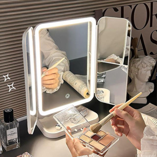 Gương trang điểm đèn LED gấp gọn 3 chế độ ánh sáng cao cấp ( kèm sạc)