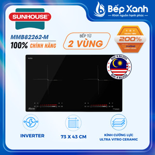 [NEW 2025 - MADE IN MALAYSIA] Bếp Từ Đôi Sunhouse MAMA MMB82262-M, Viền Inox đẹp, Hiện Đại