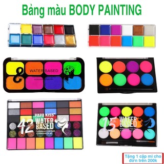 (BODY PAINTING) Bảng màu nhiều ô dùng để vẽ cơ thể và mặt, cho những người mới tập tành vào nghề makeup, làm đẹp