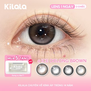 Kính áp tròng Kilala màu nâu Ice Oolong Brown Màu xám Lamp Black DIA 14.2 14.5mm lens cận 1 ngày có độ (0-7) 2 chiếc