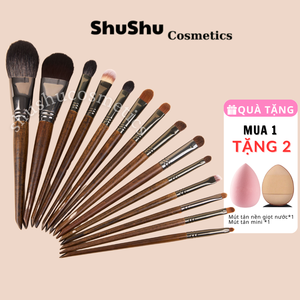 【OVW】Bộ Cọ Trang Điểm 14 Cây Lông Tự Nhiên Mềm Mại Bộ Cọ Makeup Cá Nhân Chuyên Nghiệp SHUSHU COSMETICS