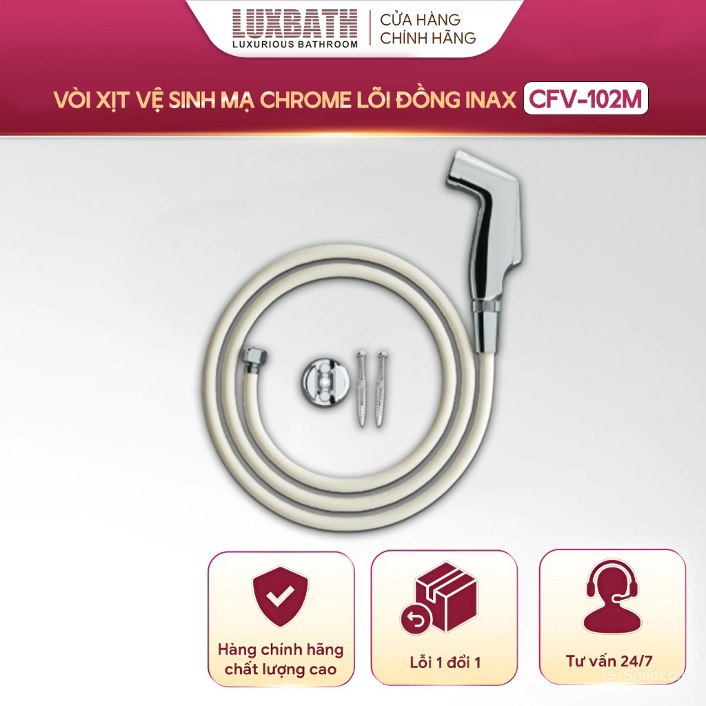 Vòi Xịt Vệ Sinh INAX CFV-102M Chính Hãng – Lõi Đồng Mạ Chrome, Bền Đẹp, Xịt Mạnh, Lắp Đặt Dễ Dàng