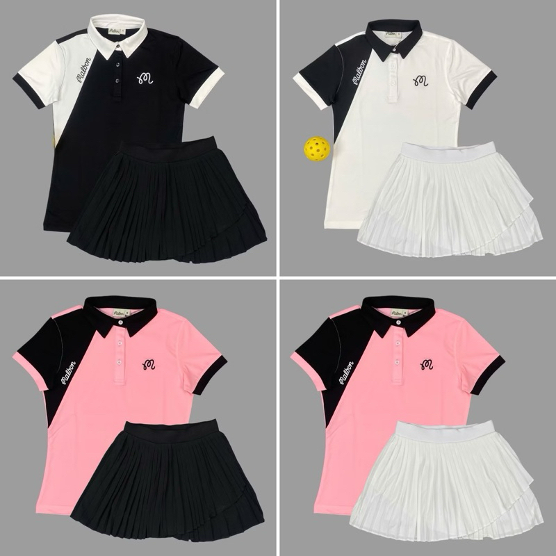 Bộ Váy Thể Thao Nữ MILAVY Chân Váy Xếp Ly Nhỏ Vạt Xéo 2 Lớp Có Túi Để Kèm Áo Dáng Cổ Trụ Mix Màu