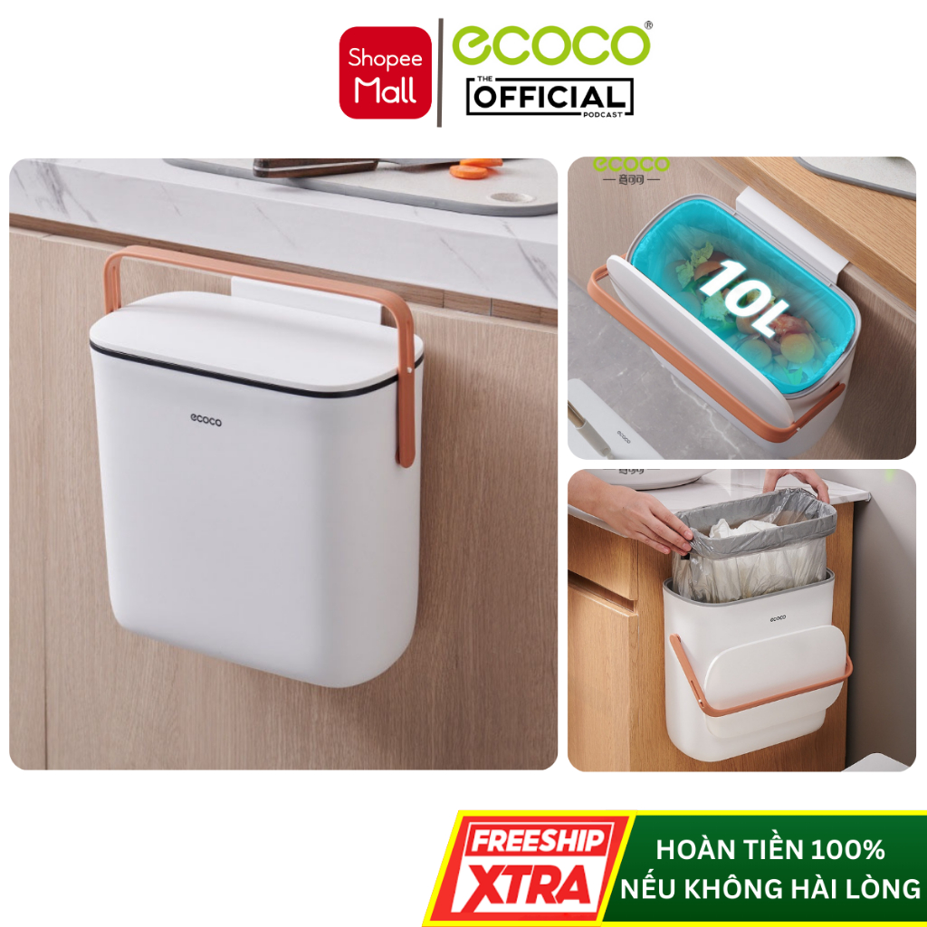 Thùng Rác Treo Tủ Bếp, Dán Tường ECOCO E2236, Thùng Rác Treo Nhựa ABS Cao Cấp, Tiện Ích Dễ Sử Dụng