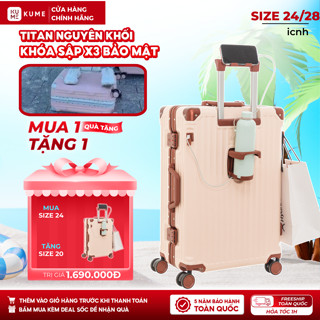 [Mã AFFUCC] [MUA 1 TẶNG 1] Vali KUME - Vali Size 20/24/28 | Aber Titan Frame 2407K | Nhựa PC Khung Nhôm Bo Góc Kim Loại
