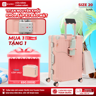 [CÓ QUÀ] Vali Size 20 Nhựa PC Khung Nhôm Bo Góc Kim Loại, Khoá Bảo Mật Chống Rạch Trộm | Aber Titan Frame 2407K