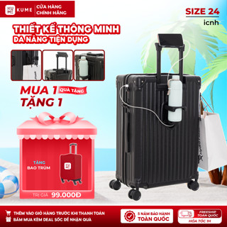 Vali KUME - Vali Size 24 Cao Cấp | Aber Titan Frame 2407L | Vali Nhựa PC Bo Góc Kim Loại, Dây Kéo + Khóa Số Âm Hiện Đại