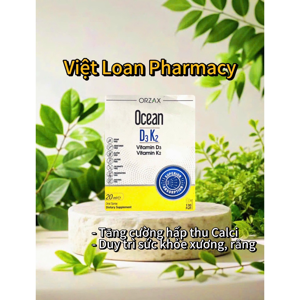 Ocean D3K2.Bổ Sung Giúp Tăng Cường Hấp Thu Canxi,Phát Triển Chiều Cao,Còi Xương.D3k2 Dạng Xịt
