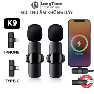 Bộ Micro Thu Âm Không Dây Cài Áo Longtime K9 Cho Điện Thoại (1 Mic, 2 Mic) Lọc Tiếng Ồn Để Livestream Ghi Âm Quay Video