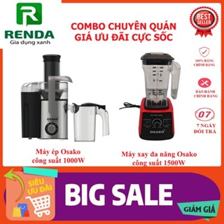 Combo máy ép trái cây Osako 1000W và máy xay đa năng công nghiệp Osako 1500W dành cho quán chuyên nghiệp, có linh kiện t