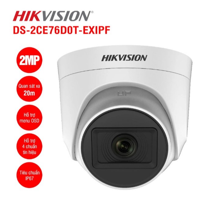 Camera Hikvision 2mp hồng ngoại DS-2CE76D0T-EXIPF /DS-2CE16D0T-EXIPF dùng cho đầu ghi analog, hàng c