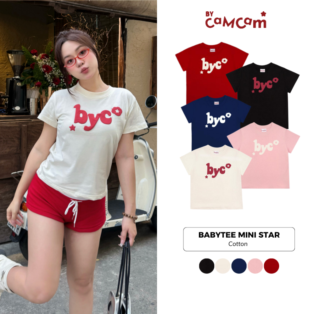 Áo Babytee MINI STAR 𝑩𝒚𝒄𝒂𝒎𝒄𝒂𝒎 Form Basic 100% Cotton In Nổi Logo Byc Cho Nữ [To Youth Collection] ABN009 | BigBuy360 - bigbuy360.vn