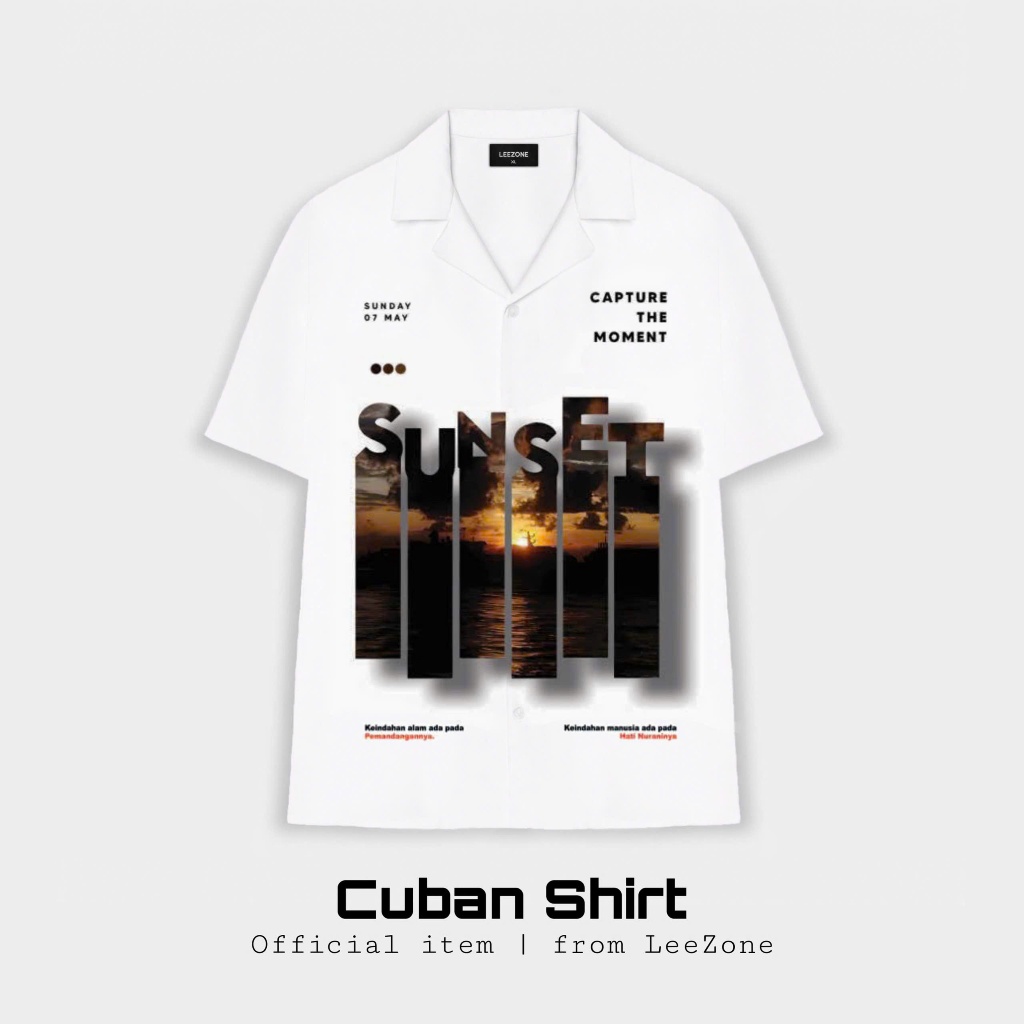 Áo sơ mi Cuban LeeZone form rộng, chất vải lụa thoáng mát |Sơ mi SUNSET