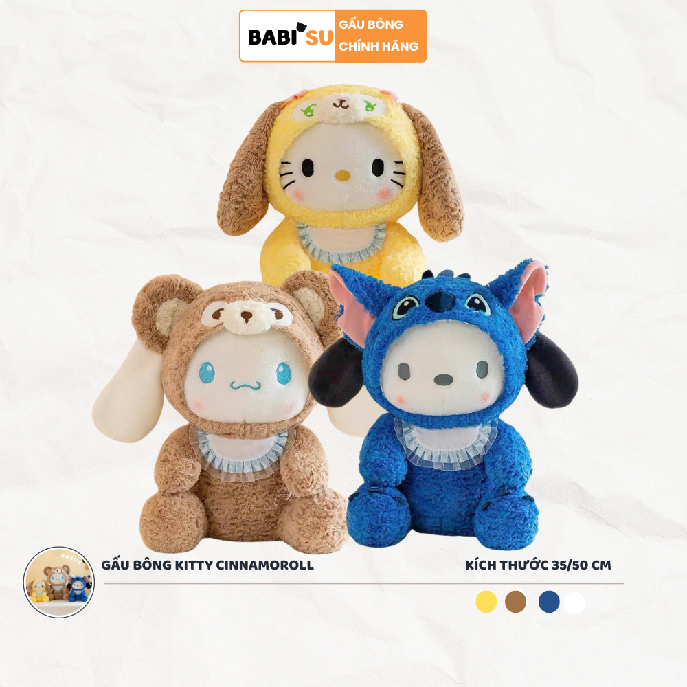 Gấu bông cinnamoroll hello kitty stitck đội mũ cosplay đáng yêu thù nhồi bông hello kitty cinnamorol