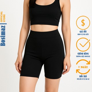 Quần Legging Nữ Bosimaz MS341 đùi không túi màu đen cao cấp, thun co giãn 4 chiều, vải đẹp dày.