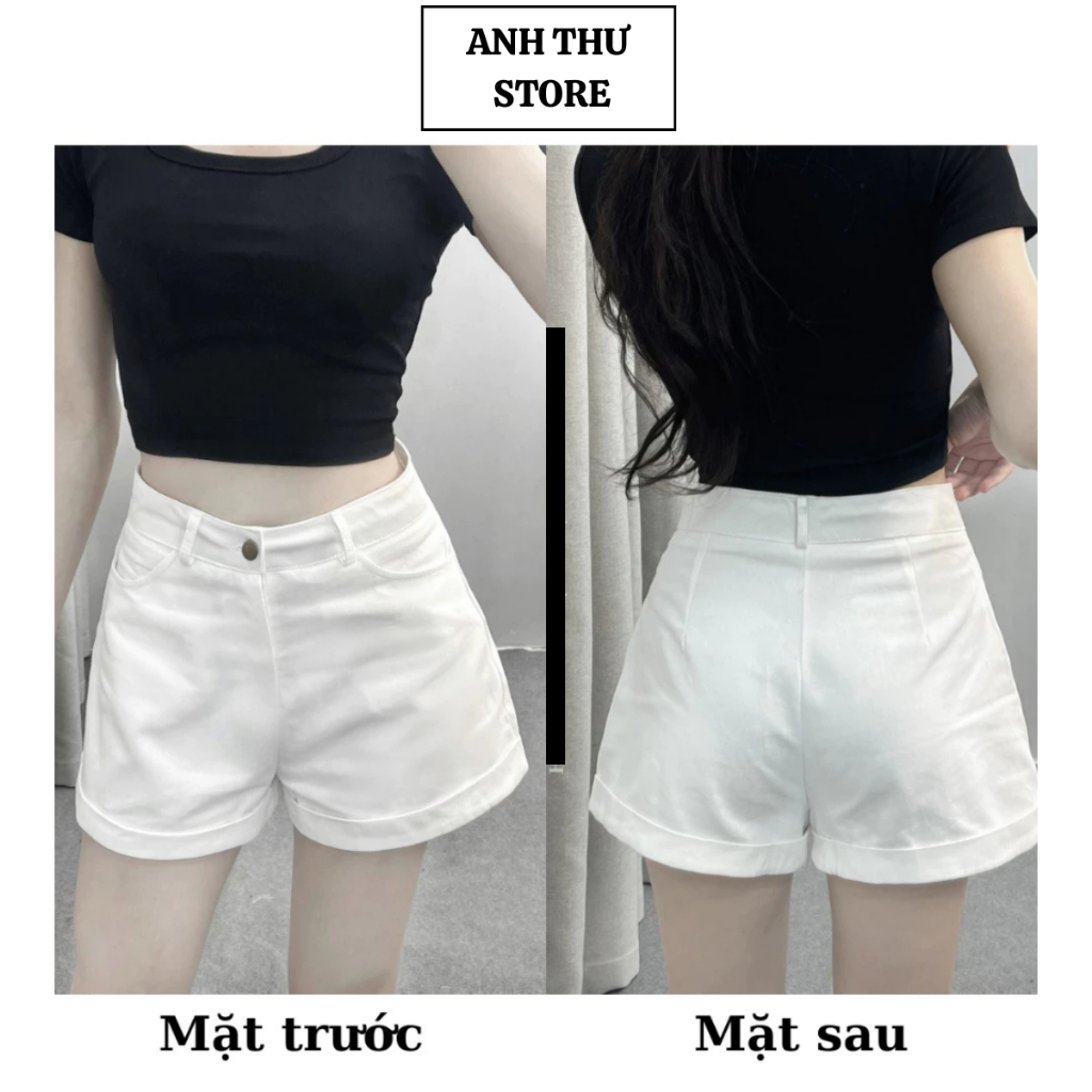 Quần Short KaKi Nữ Cạp Cao BigSize Gập Gấu , Quần Đùi Nữ Đẹp Sắn Gấu Phong Cách Hàn Quốc 263 | BigBuy360 - bigbuy360.vn