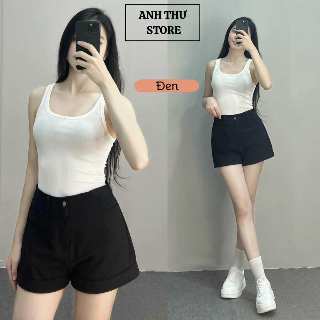 Quần Short KaKi Nữ Cạp Cao BigSize Gập Gấu , Quần Đùi Nữ Đẹp Sắn Gấu Phong Cách Hàn Quốc 263 | BigBuy360 - bigbuy360.vn