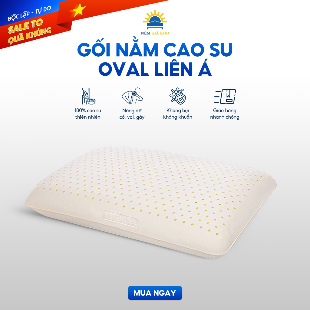 Gối Cao Su Oval Liên Á Size Lớn 45*65*12cm