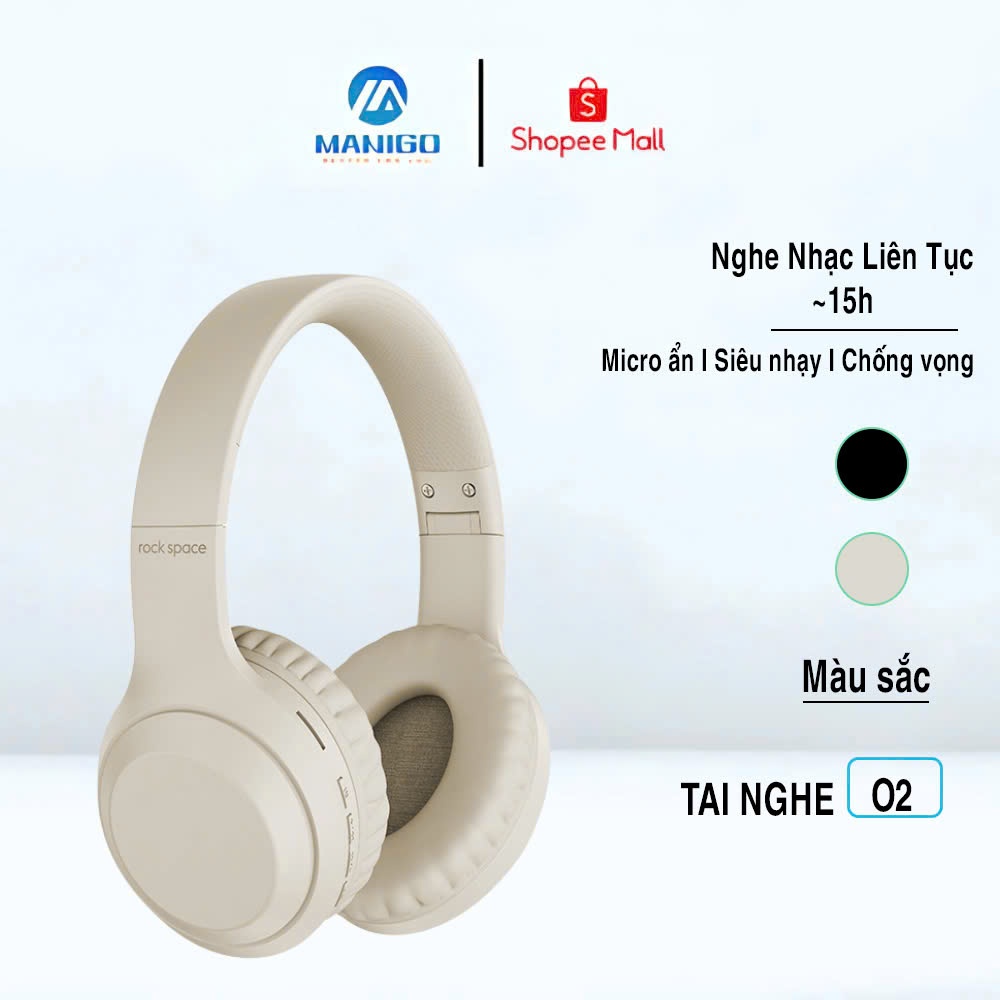Headphone Tai nghe bluetooth chụp tai Rockspace O2 chính hãng có mic nghe nhạc 15h  bảo hành 1 năm