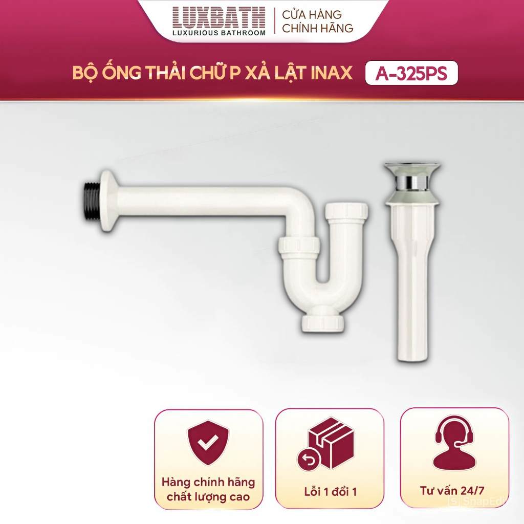Bộ Ống Thải Lavabo Chữ P Xả Lật Inax A-325PS – Nhựa Bền, Dễ Lắp, Chính Hãng