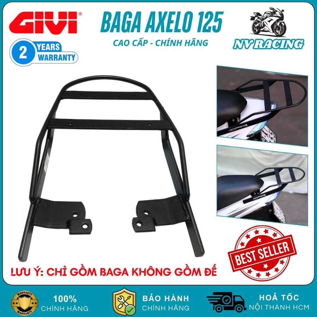 Baga Sau Givi Axelo 125, Baga Xe Máy Chính Hãng Sơn Tĩnh Điện Chịu Lực Cao Gắn Được Thùng Sau Givi