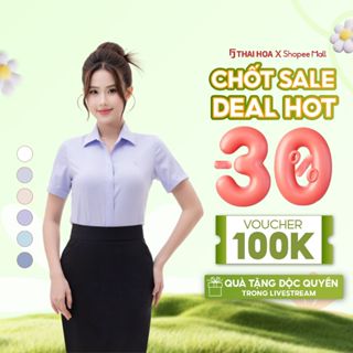 Áo sơ mi nữ trơn 23ASW-218 chất liệu sợi tre ngắn tay cao cấp áp dụng công nghệ mới Thái Hoà